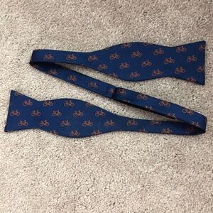 Bicycle bow tie, Royal blue with orange bikes